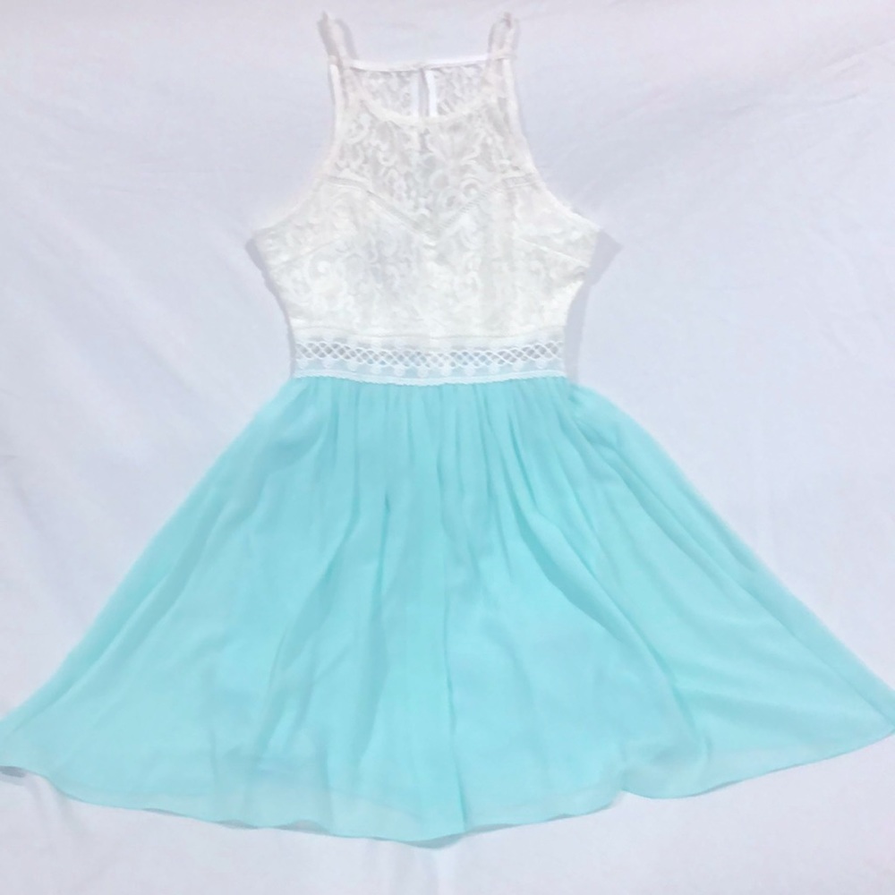 Mint Green and White Lace Dress